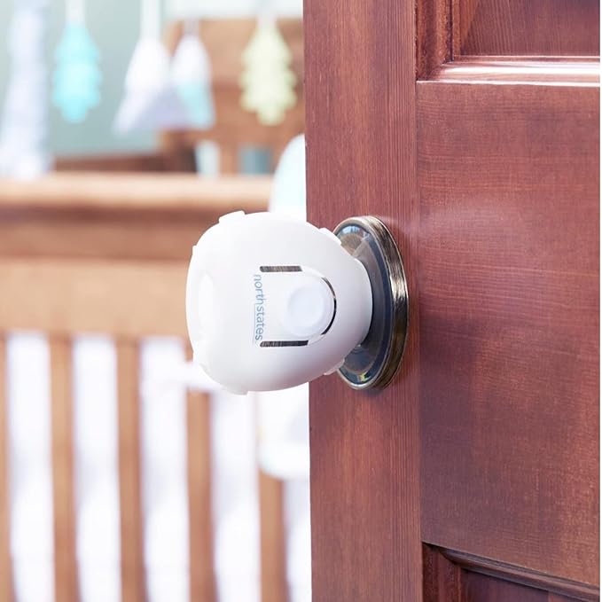 Toddleroo by North States - Door Knob Covers for Baby Proofing: Child Proof Door Knob Safety Cover for Kids - 2 Pack - White