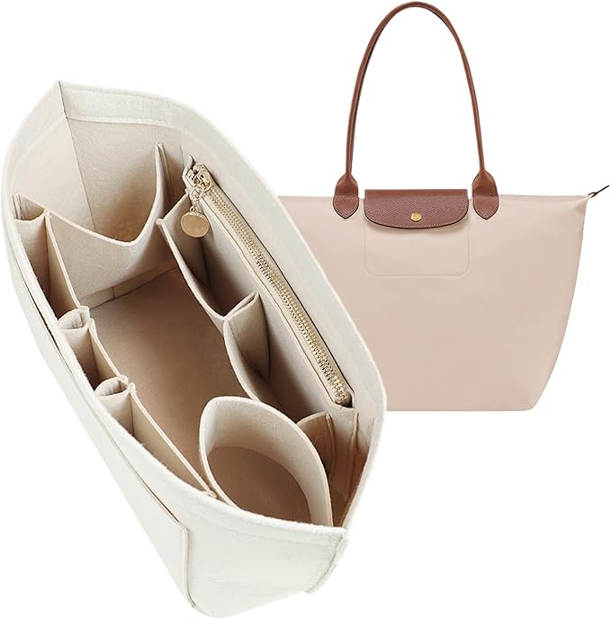 Felt Organizer Insert for Longchamp Le Pliage Handbag Women Purse organizer 1012-25beige-M