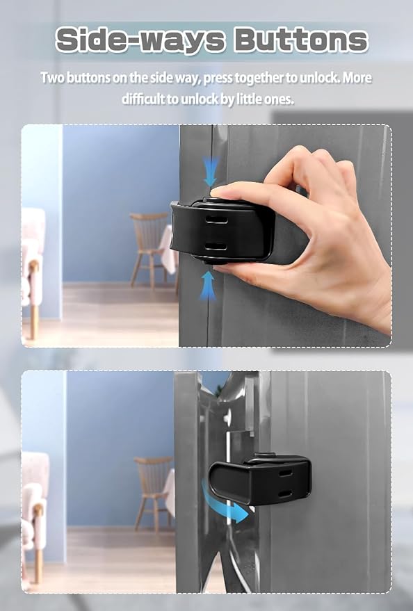 Maveek Baby Proof Drawer Locks 6 Pack, Toddler Proofing Lock For Corner Drawer Nightstand Cabinet Thinner Door Kitchen Cupboard, Baby Safety Furniture Latch For 0-12 Month Infants (6Black)