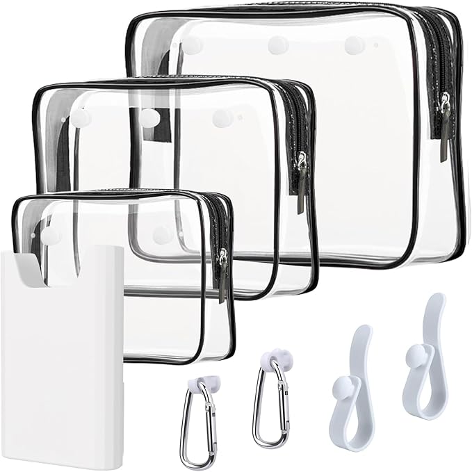 3 Packs Clear Bogg Beach Tote Bag with 2 Pack Insert Hooks Accessories for Bogg Bags Travel Makeup Clean Toiletry Brush Organizer Cosmetic Divider Storage Inner Pouch