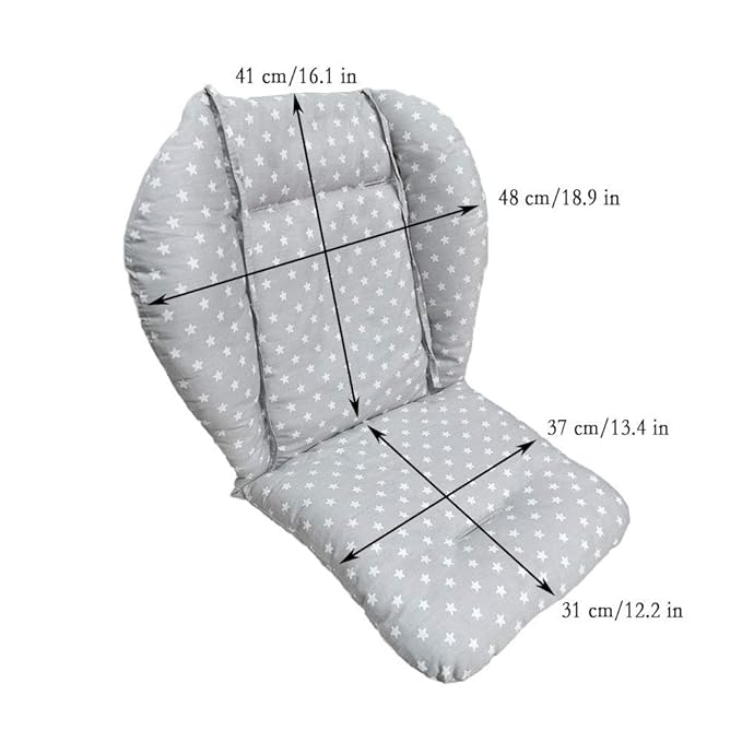Twoworld High Chair Cushion, Large Thickening Baby High Chair Seat Cushion Liner Mat Pad Cover Breathable (Fashion Gray)