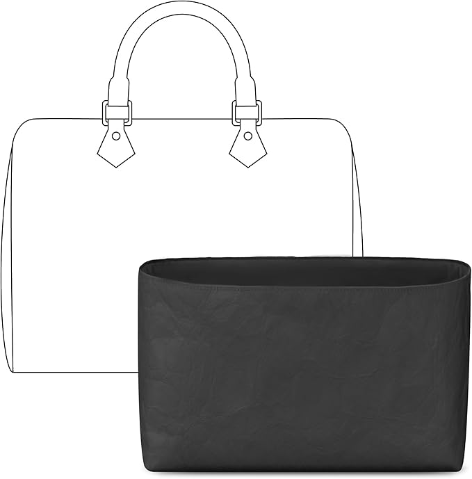 Handbag Organizer Insert for Lv Speedy Bandoulière 30, Custom Fit Inside Premium Matte Black Lightweight WaterResistant Purse Insert with Cup Holder Accessories