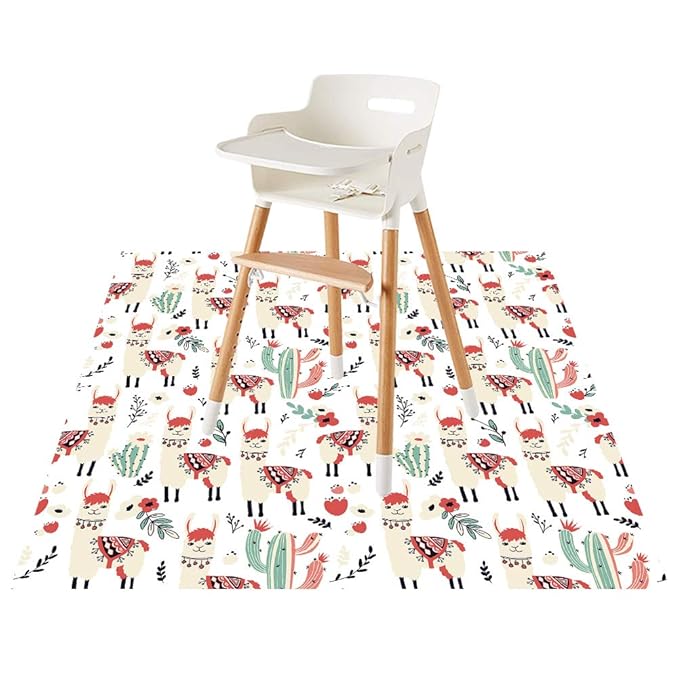 Splat Mat for Under High Chair/Arts/Crafts by CLCROBD, 51" Baby Anti-Slip Food Splash and Spill Mat for Eating Mess, Waterproof Floor Protector and Table Cloth