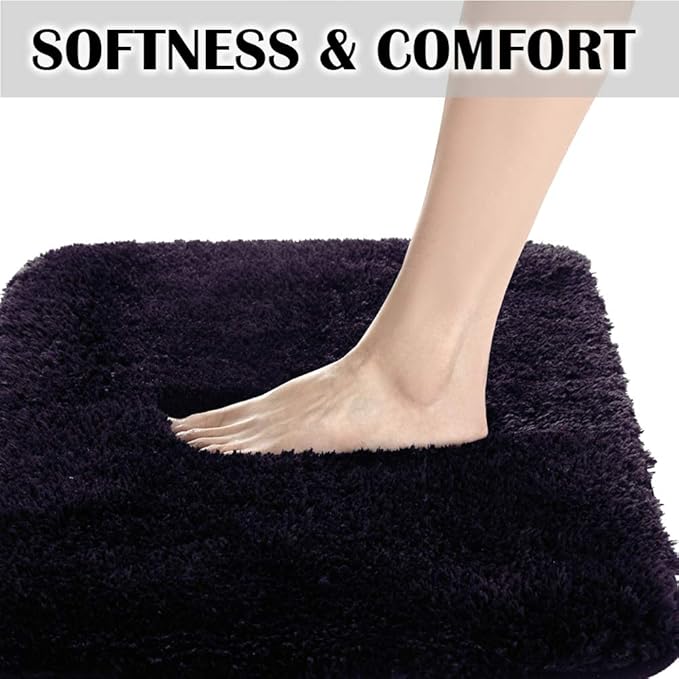 Suchtale Non Slip Bath Mat (20 x 32, Dark Purple) Water Absorbent Soft Microfiber Shaggy Bathroom Rug Machine Washable Thick Plush Shower Mat