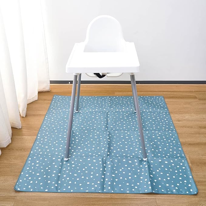 Baby Splat Mat for Under High Chair - WWaterproof and Washable Eating Mat for Toddlers&Kids, Portable Play Mat and Table Cloth 43 inch (Dots)