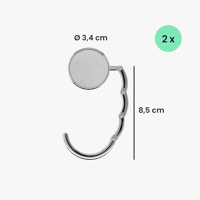 kwmobile Purse Hanger for Table (Set of 2) - Purse Hook for Table - Folding Handbag Hanger - Portable Bag Holder