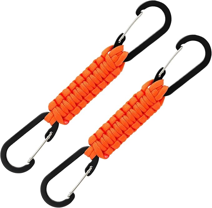 Paracord Keychain Carabiner with Double Hooks Hanger Stroller Hook for Camping Hiking Clip Water Bottle Keys Backpack Tools