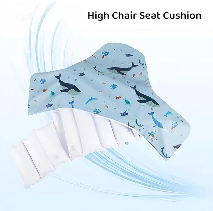 High Chair Cushion with Cover Pad for IKEA Antilop Babies Toddlers Inflatable & Reversible Built-in Inflatable Cushion