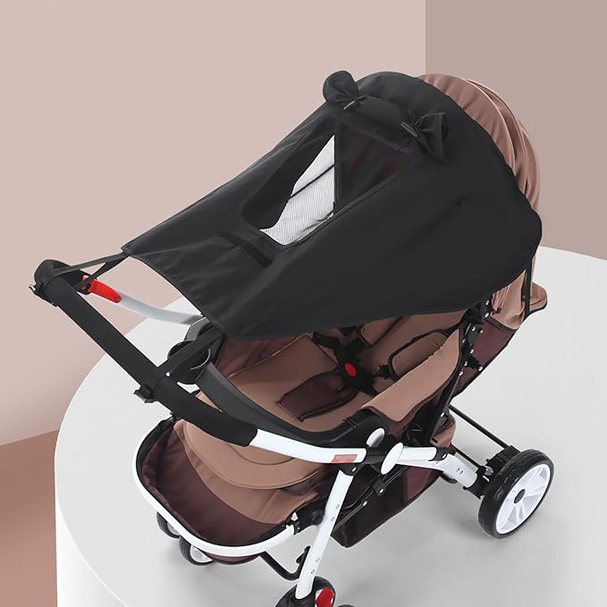 Universal Stroller Sun Shade UV Sun Protection Shade Blackout Cover Waterproof Baby Stroller Cover UPF50+ Pushchair Shield Canopy with Viewing Window Detachable Rain Sunshade Canopy Shield Pram Buggy