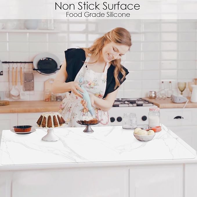Oversize Silicone Placemat, 31.5 * 23.6" Food-Grade Flexible Silicone Table Mat for Baking Pastry Non-Stick, Kids Nonslip Dinner Placemat Heat Resistant Waterproof Countertop Protector, Translucent