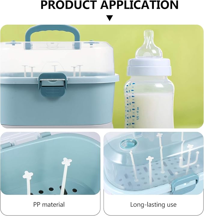 Toyvian Baby Bottle Dryer Portable Drying Rack Storage Box Organizer Case Portable Feeding Tool Kitchen Cabinet for Home Travel Drainer Baby Supplies, 14X10X10 Inches