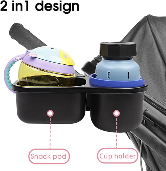 LUFFCABO Universal Snack Tray for Stroller with Stroller Cup Holder, Universal Stroller Snack Tray with Cup Holder, Stroller Tray Attachment and Stroller Accessories