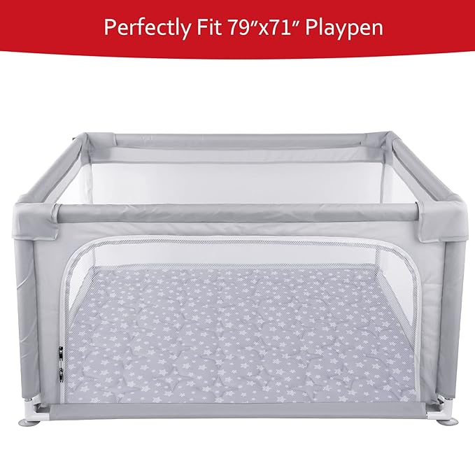 Baby Play Mat, Extra Large Thick Playpen mat, Non Slip Padded Kids Play Mat for Playing 79"x71" One-Piece Baby Floor Mat for Babies, Toddlers