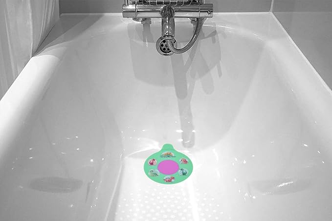 WSZCML Bathtub Drain Stopper, Silicone Tub Stopper Plug, Universal Bath Drain Cover, Beautiful Coral Reef Illustration, Kids Tots Babies Gift (Green Dinosaur)