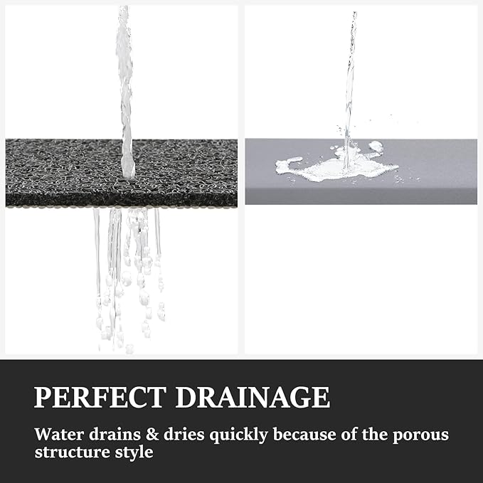 LuxStep Shower Mat Bathtub Mat,36x16 inch, Non-Slip Bath Mat with Drain, Quick Drying PVC Loofah Bathmat for Tub,Shower,Bathroom (Phthalate Free,Black)