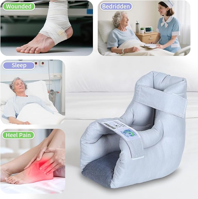 EZ Assistive 1pc Heel Protector Cushion Foot Pillow Remove Pressure and Bedsores,Heel Protectors for Pressure Sores for Heal Protection (Gray, Standard)