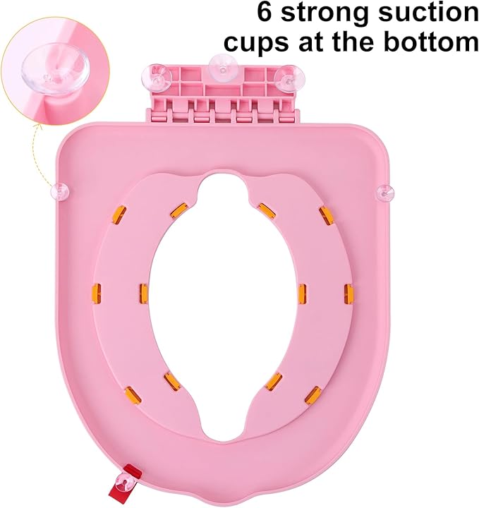 Portable Potty Training Seatï Upgraded Non-Slip-Anti pinch buttocks, No need to disassemble and install every time, saving a lot of time for Toddlers & Kids, Suitable for multi shaped toilets (Pink)