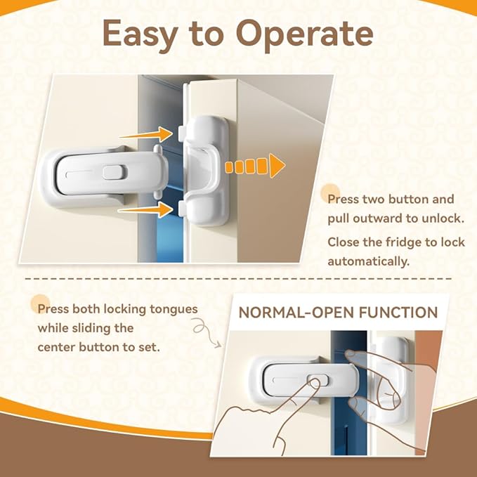 SAFELON 2 Pcs Baby Safety Refrigerator Lock, Child Proof Fridge Door Lock, Protect Refrigerators with Damaged Sealing Strips, No Tools Required (White)