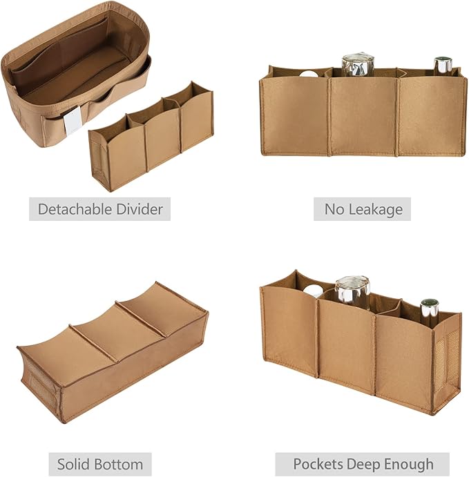 ZTUJO Purse Organizer Insert, Felt Bag Organizer For Handbag Purse Organizer,13 Colors, 6 Size (Small, Silky Brown)