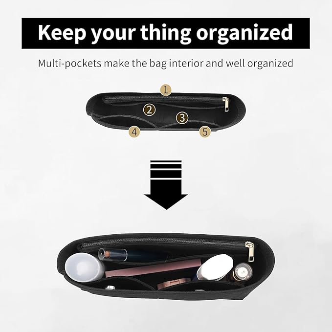 LOUKAYCC Felt Purse Organizer Insert for GG Marmont Mini Bag Organizer Handbag (Mini, Black)