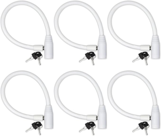 Urban August Child-Proof Refrigerator Lock for Kids & Adults - Lock for French Door Fridge and Cabinet (Regular, White, 6 Pack Keyed Alike)