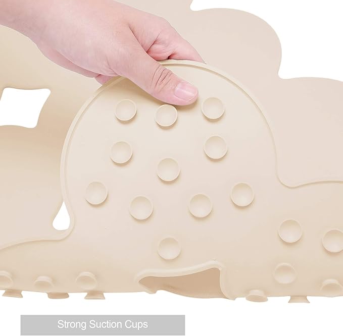 Webos Patented Non Slip Bathtub Mat Shower Bath Mats with Strong Suction Cups Soft Heavy Duty Natural Rubber Superior Grip&Drainage for Inside The tub (Beige, 28x16 inch)