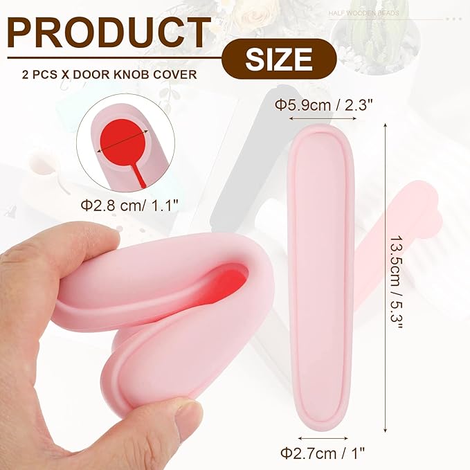 uxcell 2 Pcs Door Handle Covers, Silicone Safety Doors Knob Handle Protector Covers Anti-Collision Soft Doors Pull Cover for Bedrooms Bathrooms Offices, Pink