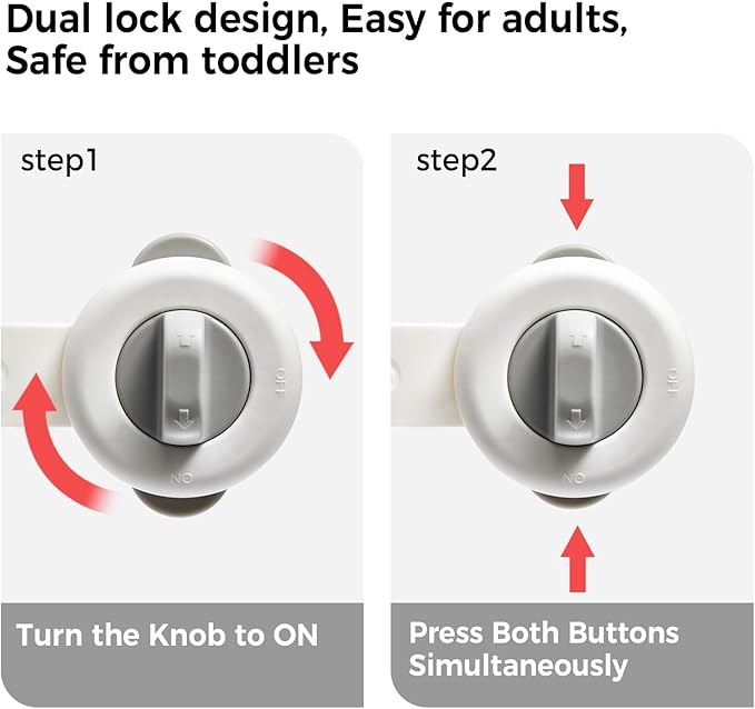 Baby Locks (6-Pack), Child Proof Cabinet & Drawer Locks, No Screws/Magnets Quick Install, Baby Proofing Locks for Kitchen, Toilet, Fridge & Furniture (Gray)