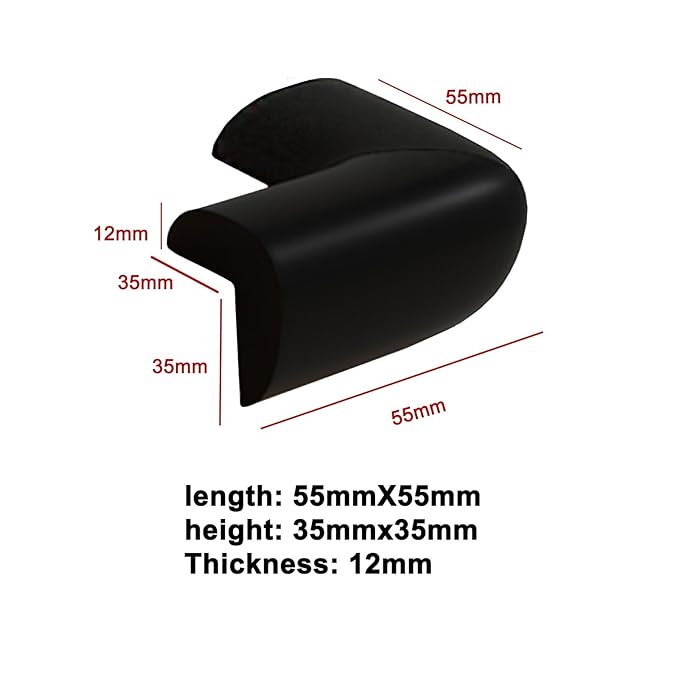 12 Pack Soft Corner Protector Baby Proofing Edge & Corner Guards, Furniture Safety Bumper for Table, Fireplace, Stair, Cabinet, (Black)