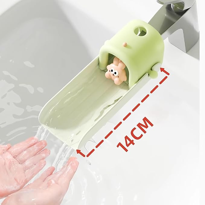 OLEWELL Faucet Extender Temperature Sensitive for Toddlers Silicone Sink Extender for Toddlers Faucet Extender for Babies Kids Children (Green)