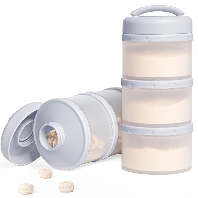 Termichy Stackable Formula Dispenser Portable Milk Powder Container, 2 Pack, Grey
