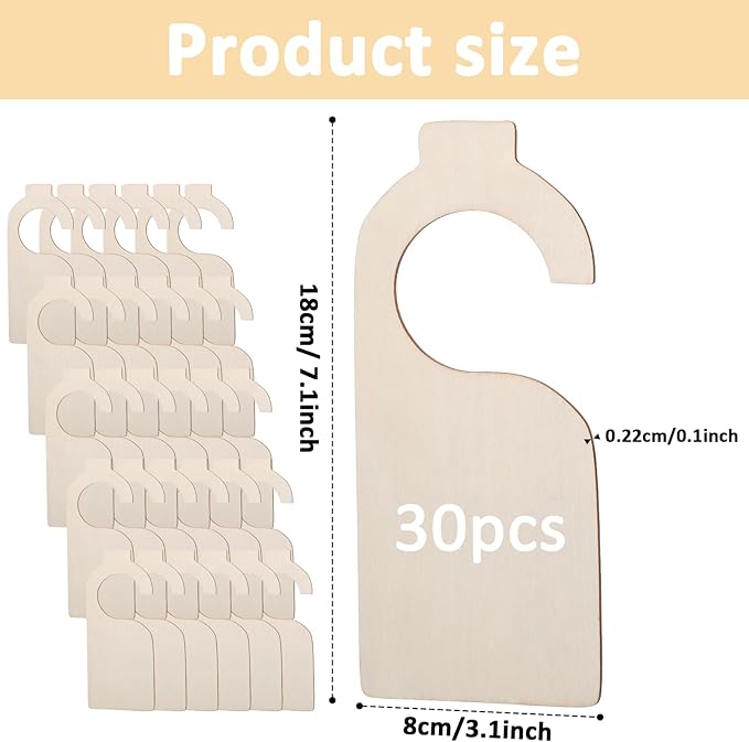 30 Pieces Blank Closet Dividers, Wooden Closet Size Divider, Blank Organizers Hanger Separators Hanging Closets Dividers with Marker Pen for Home Nursery Clothes