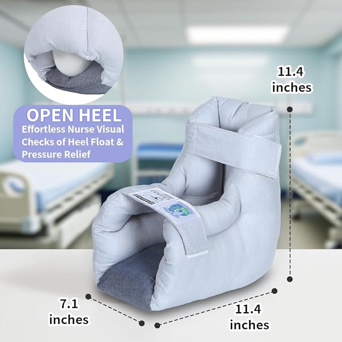 EZ Assistive 1pc Heel Protector Cushion Foot Pillow Remove Pressure and Bedsores,Heel Protectors for Pressure Sores for Heal Protection (Gray, Standard)
