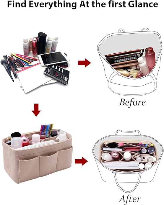 LEXSION Felt Purse Insert Bag Organizer Bag In Bag For Handbag Purse Organizer Fits Speedy Neverfull