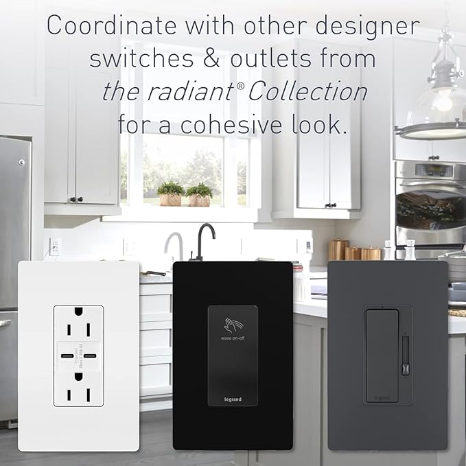 Legrand radiant 1597LA3PKCC4 15 Amp GFCI Self Test Decorator Duplex Outlet, Light Almond (3 Pack)