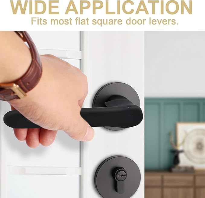 Silicone Door Handle Covers - Door Knob Covers Anti-Static Safety Door Knob Protector for Flat Square Levers 4Pcs（2 Black + 2 Brown）