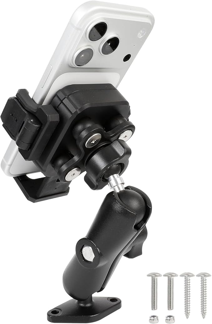 FPN Phone Mount Holder with Vibration Dampener for Boat Truck Car [Camera Friendly] [1s Lock & Release] [Aluminum AMPS Diamond Base & Medium Arm], Fits 4.7-7.2" Cell Phones
