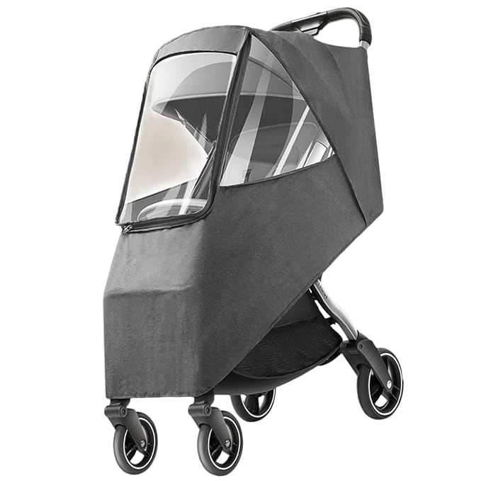Universal Stroller Rain Cover Windproof Clear Ventilated Design Durable PP Material Fits Most Strollers