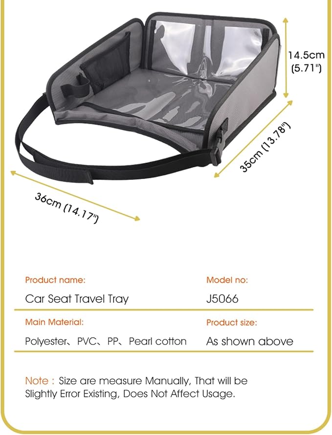 Kids Travel Tray for Car, Car Seat Tray, Grey