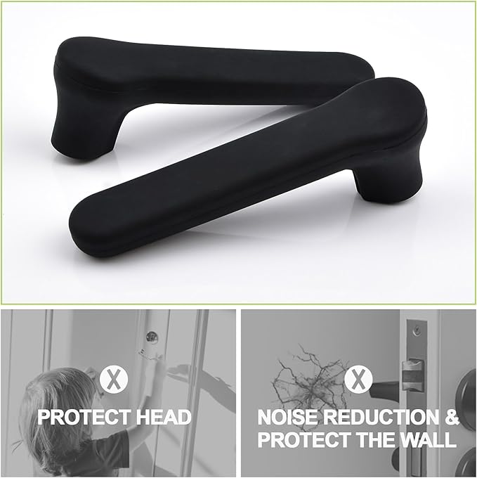 Door Handle Covers, 10Pcs Matte Black Door Knob Covers Silicone Door Handle Glove Covers Anti-Static Safety Door Knob Protector for Flat Square Door Levers