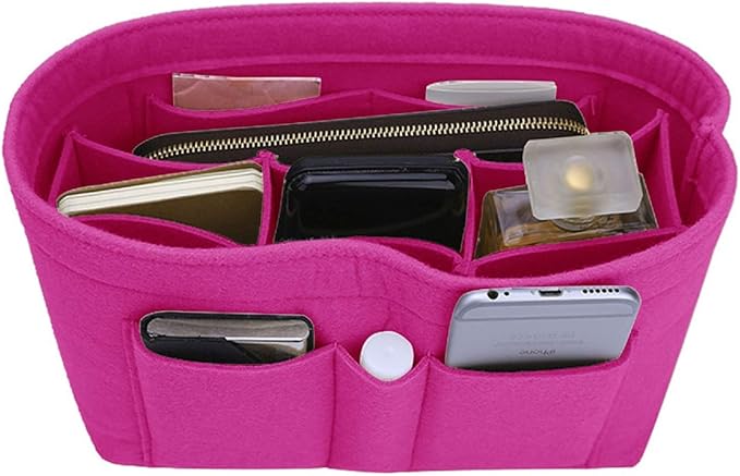ZTUJO Purse Organizer Insert, Felt Bag Organizer For Handbag Purse Organizer,13 Colors, 6 Size (Large, Rose)