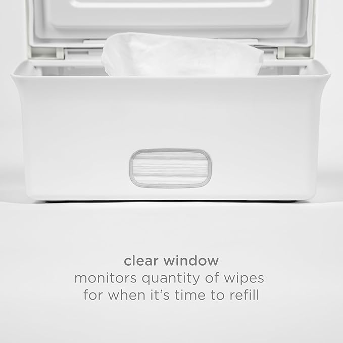 Ubbi Baby Wipes Dispenser with Weighted Plate and Secure Seal, Nursery and Baby Registry Essential to Keep Wipes Fresh, Oat