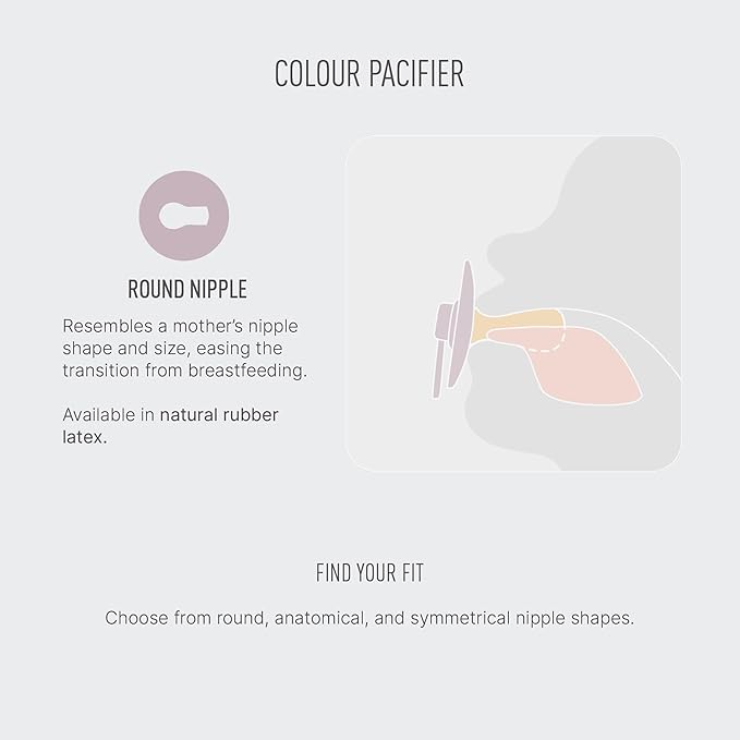 Bibs Colour Pacifier 2-Pack | BPA Free Soother, Round Nipple. Natural Rubber Latex,