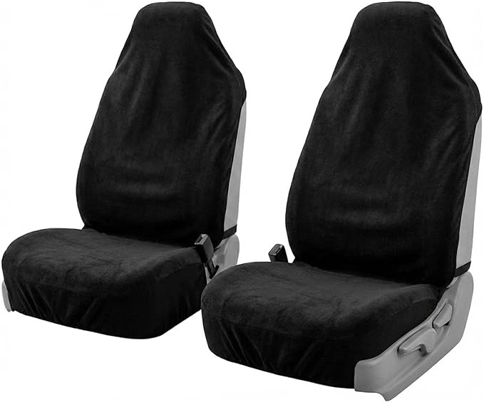 ZIMABLUE 2PCS Terry Cloth seat Cover Universal Waterproof Car Sport Towel Seat Cushion Non-Slip Sweat-Absorbent Towel Cloth Suitable for All Seasons Waterproof Beach Seat Cover Washable