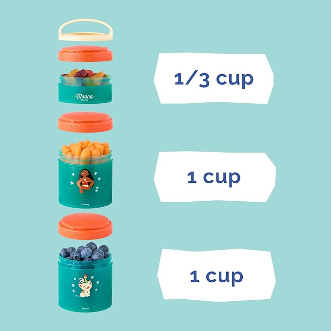 (Moana) DiSNEY PRINCESS Whiskware Stackable Snack Pack - 3 Jar + Handle - Blue/Orange/Pink