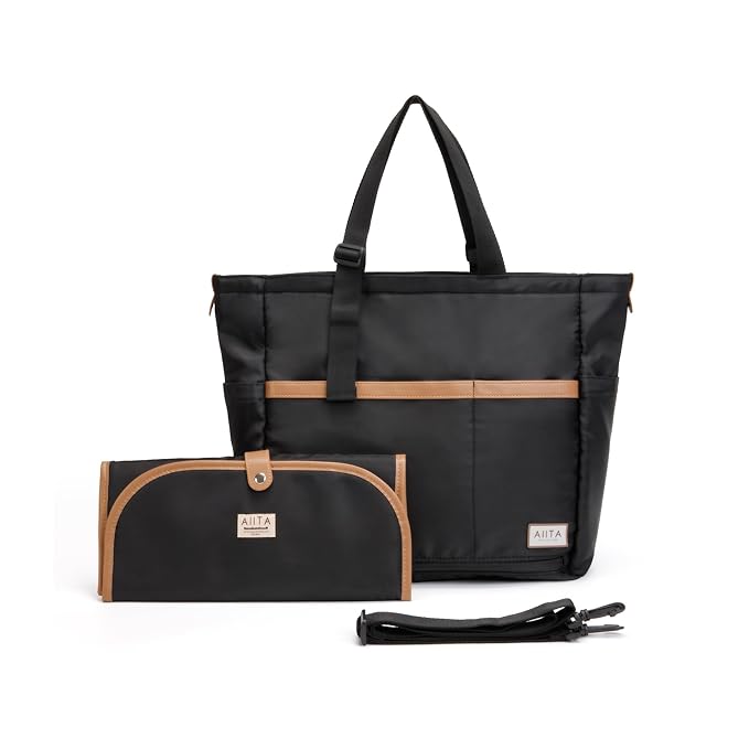 AIITA Diaper Bag Tote,Baby Diaper Bags,Convertible Diaper Bag Backpack,Crossbody Tote Bag for Women,Stylish Shoulder Bag with Changing Pad,Baby Registry, Work Tote,Travel Gym Bag,Black