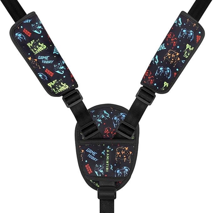 Car Seat Straps Pads for Kids, Ultra Soft Plush Car Seat Strap Covers for Kids, Infant Carseat Shoulder Pad, Hip Support for Car Seats, Pushchair, Baby Stroller. (Game Player)
