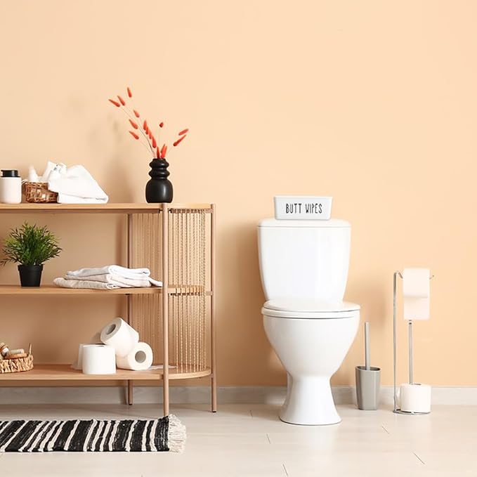 Butt Wipes Dispenser 7.28" L * 4.80" W * 2.75" H, Bathroom Flushable Baby Wipes Container Holder Nursery