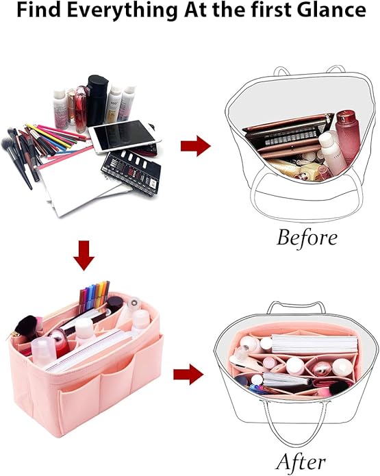 LEXSION Felt Purse Insert Bag Organizer Bag In Bag For Handbag Purse Organizer Fits Speedy Neverfull