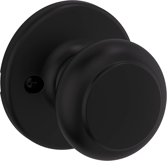 Kwikset Cove Dummy Door Knob, Single Sided Handle for Closets, French Double Doors, and Pantry, Matte Black Non-Turning Interior Push/Pull Door Knob
